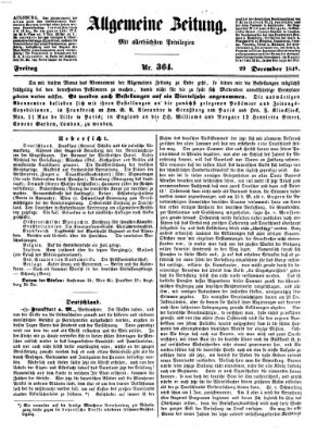 Allgemeine Zeitung Freitag 29. Dezember 1848