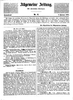 Allgemeine Zeitung Samstag 6. Januar 1849