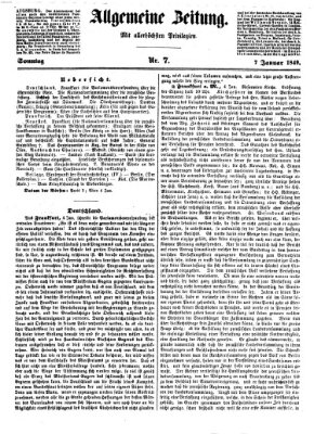 Allgemeine Zeitung Sonntag 7. Januar 1849