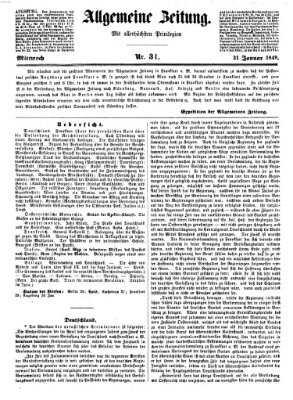 Allgemeine Zeitung Mittwoch 31. Januar 1849