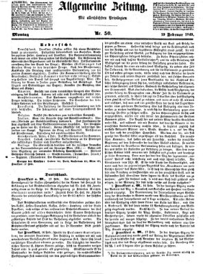 Allgemeine Zeitung Montag 19. Februar 1849