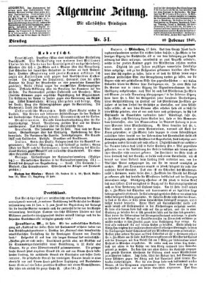 Allgemeine Zeitung Dienstag 20. Februar 1849