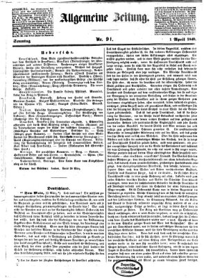 Allgemeine Zeitung Sonntag 1. April 1849