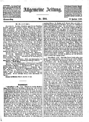 Allgemeine Zeitung Donnerstag 12. Juli 1849