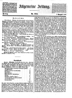 Allgemeine Zeitung Freitag 3. August 1849