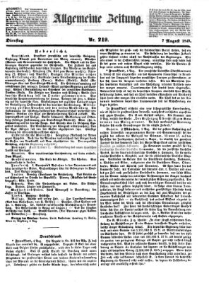 Allgemeine Zeitung Dienstag 7. August 1849