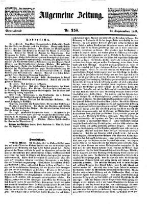 Allgemeine Zeitung Samstag 15. September 1849