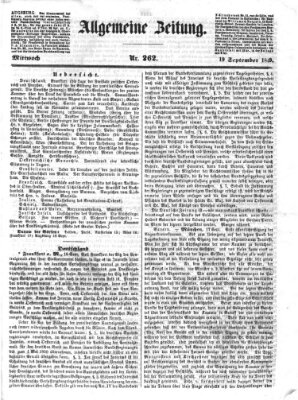 Allgemeine Zeitung Mittwoch 19. September 1849