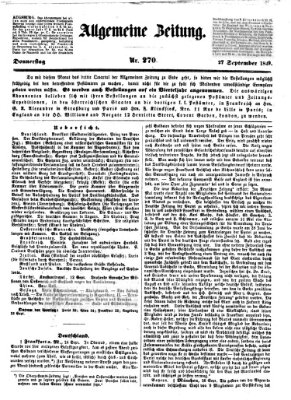 Allgemeine Zeitung Donnerstag 27. September 1849