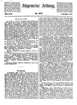 Allgemeine Zeitung Mittwoch 3. Oktober 1849