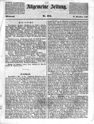 Allgemeine Zeitung Mittwoch 31. Oktober 1849