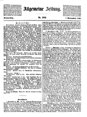 Allgemeine Zeitung Donnerstag 1. November 1849