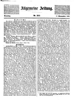 Allgemeine Zeitung Sonntag 11. November 1849