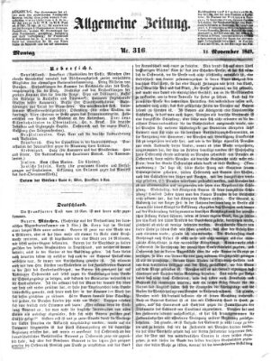 Allgemeine Zeitung Montag 12. November 1849