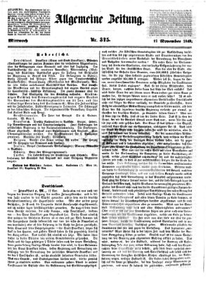 Allgemeine Zeitung Mittwoch 21. November 1849