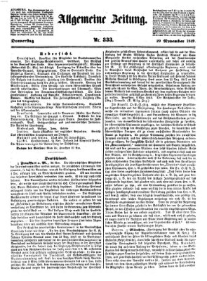 Allgemeine Zeitung Donnerstag 29. November 1849