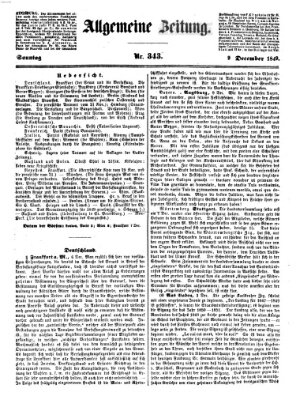 Allgemeine Zeitung Sonntag 9. Dezember 1849