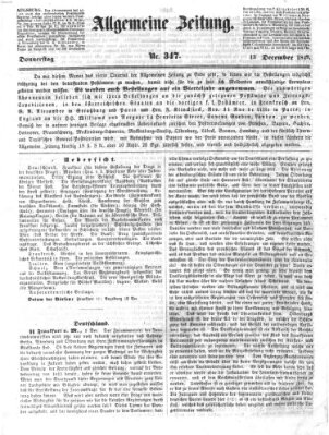 Allgemeine Zeitung Donnerstag 13. Dezember 1849