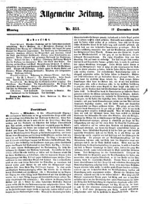 Allgemeine Zeitung Montag 17. Dezember 1849