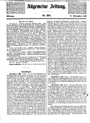 Allgemeine Zeitung Montag 31. Dezember 1849