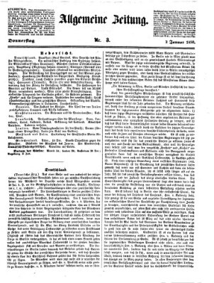 Allgemeine Zeitung Donnerstag 3. Januar 1850