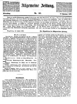 Allgemeine Zeitung Dienstag 22. Januar 1850