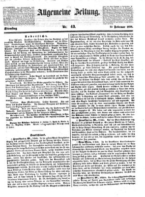 Allgemeine Zeitung Dienstag 12. Februar 1850