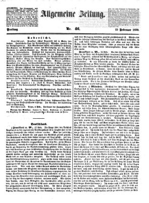 Allgemeine Zeitung Freitag 15. Februar 1850