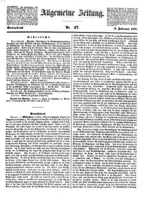 Allgemeine Zeitung Samstag 16. Februar 1850