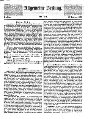 Allgemeine Zeitung Freitag 22. Februar 1850