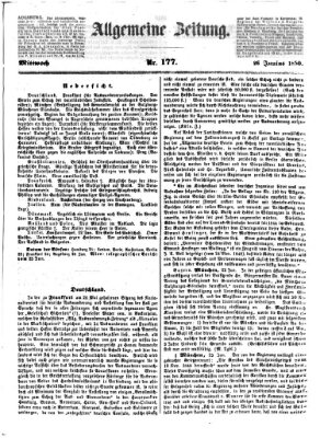 Allgemeine Zeitung Mittwoch 26. Juni 1850