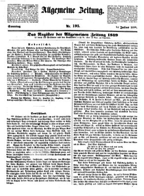 Allgemeine Zeitung Sonntag 14. Juli 1850