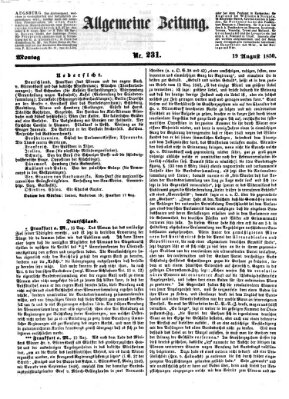 Allgemeine Zeitung Montag 19. August 1850