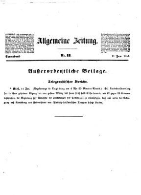 Allgemeine Zeitung Samstag 11. Januar 1851