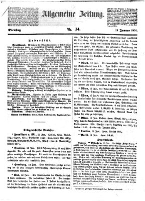 Allgemeine Zeitung Dienstag 14. Januar 1851