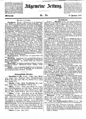 Allgemeine Zeitung Mittwoch 15. Januar 1851