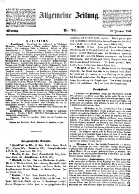 Allgemeine Zeitung Montag 20. Januar 1851