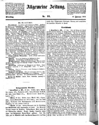 Allgemeine Zeitung Dienstag 21. Januar 1851