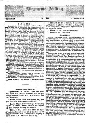 Allgemeine Zeitung Samstag 25. Januar 1851