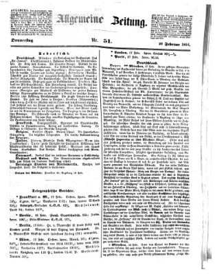 Allgemeine Zeitung Donnerstag 20. Februar 1851