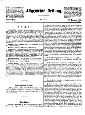 Allgemeine Zeitung Donnerstag 22. Januar 1852