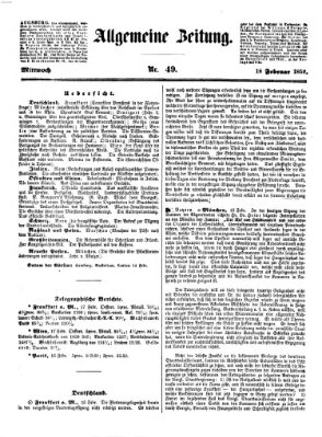 Allgemeine Zeitung Mittwoch 18. Februar 1852