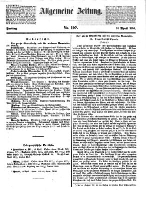 Allgemeine Zeitung Freitag 16. April 1852