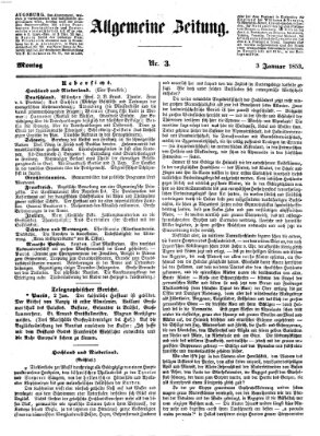 Allgemeine Zeitung Montag 3. Januar 1853