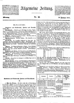 Allgemeine Zeitung Montag 10. Januar 1853