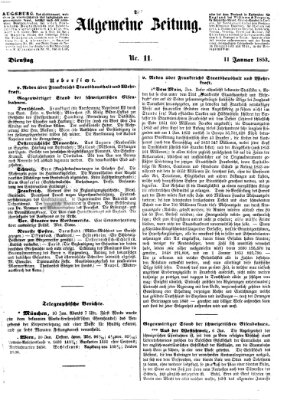 Allgemeine Zeitung Dienstag 11. Januar 1853