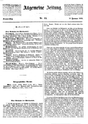 Allgemeine Zeitung Donnerstag 13. Januar 1853