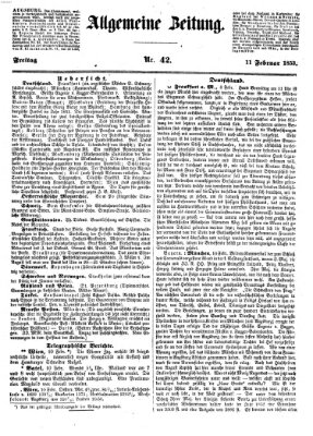 Allgemeine Zeitung Freitag 11. Februar 1853