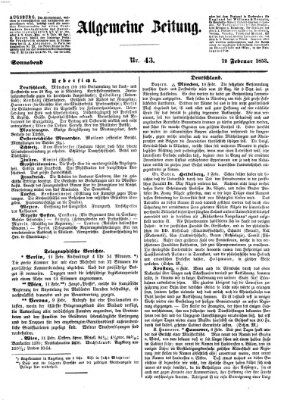 Allgemeine Zeitung Samstag 12. Februar 1853