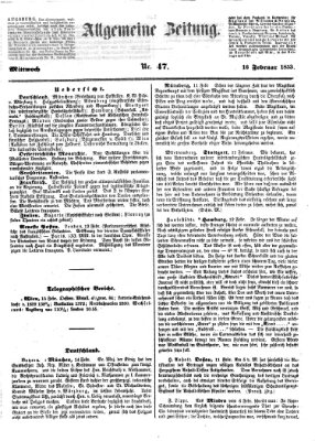 Allgemeine Zeitung Mittwoch 16. Februar 1853